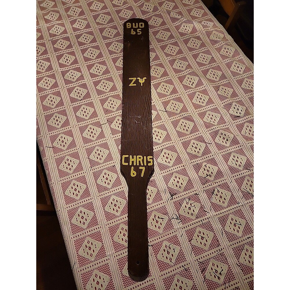 Colby College Vtg Wooden Paddle Zeta Psi Chi 1967 1965 Bud Chris Fraternity